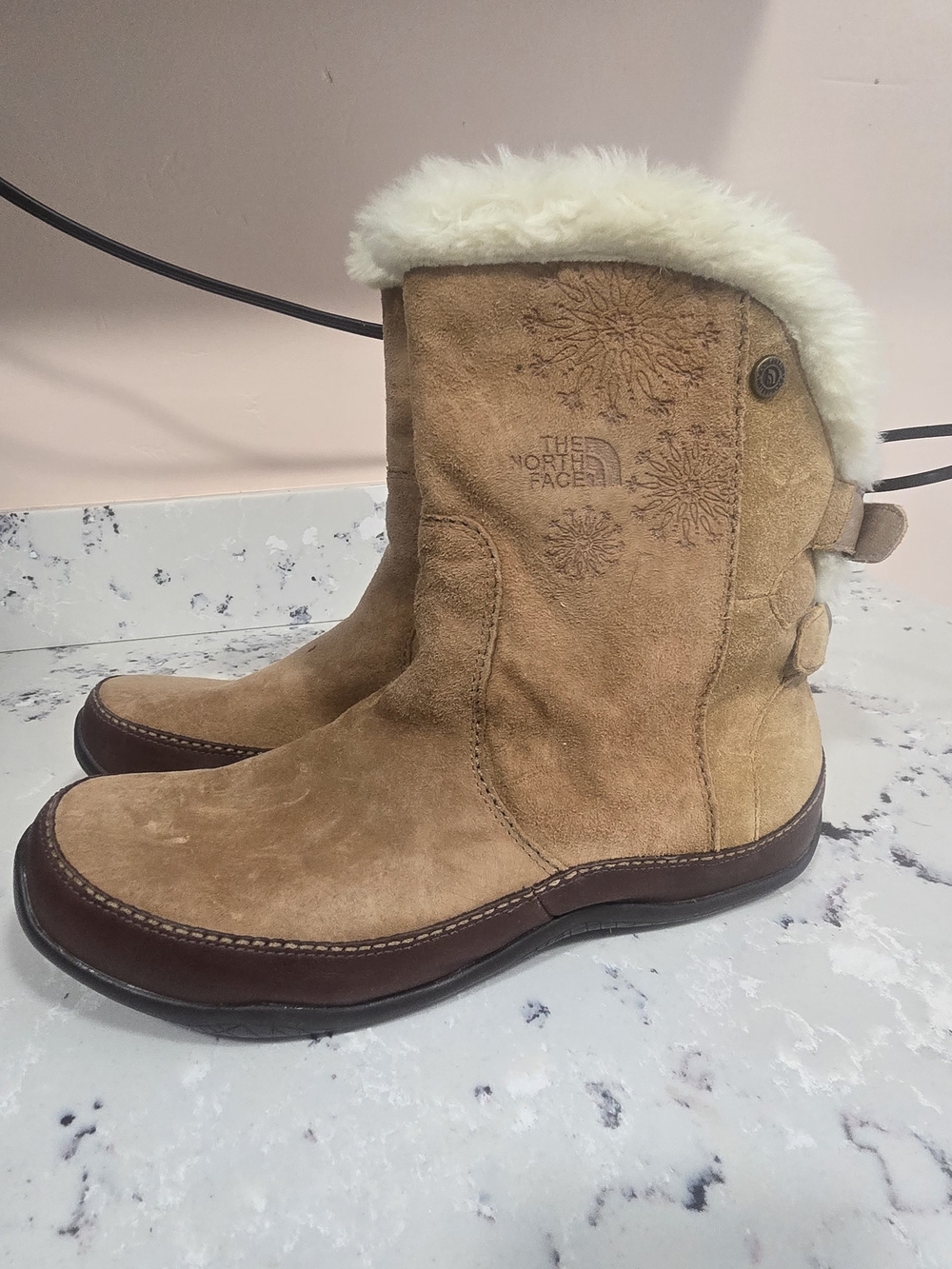 The North Face Women's Tan Shearling-Lined Suede Boots